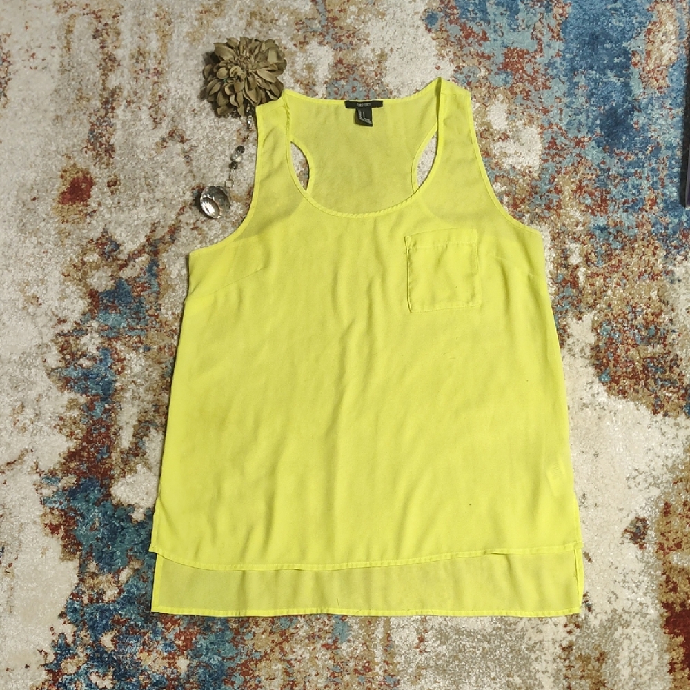 Forever 21 Yellow High Low Sleeveless Shirt